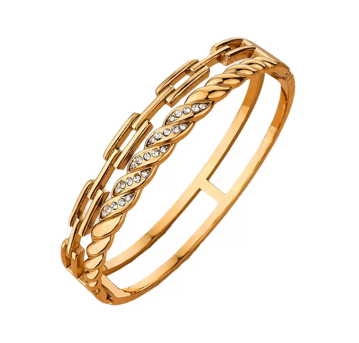 Bold Two-Tone Gold Bangle