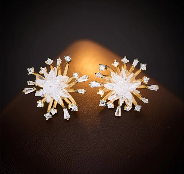 Radiant Floral Burst Gold-Plated Stud Earrings